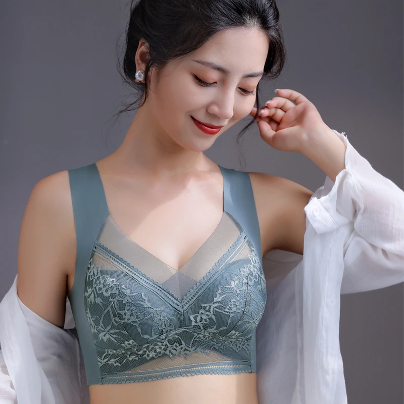 

Summer Sexy Seamless Lace Underwear Bra For Women Push Up Top Women's Bra Large Size Bralette Plus Size Brasier Without Underwir