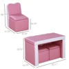 Kids Leather Sofa Armchair Multi-functional Table Chair Set Storage Pink 3