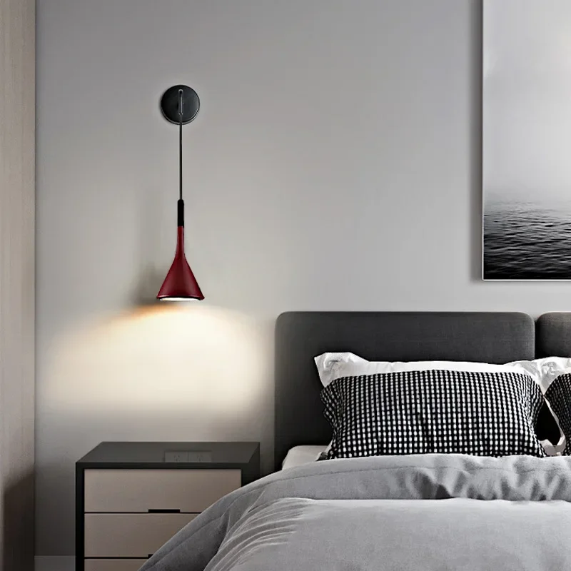 북유럽 침대 헤드 벽 램프, 거실 배경 벽 조명, 거실 서재 복도 방 장식 침실 램프