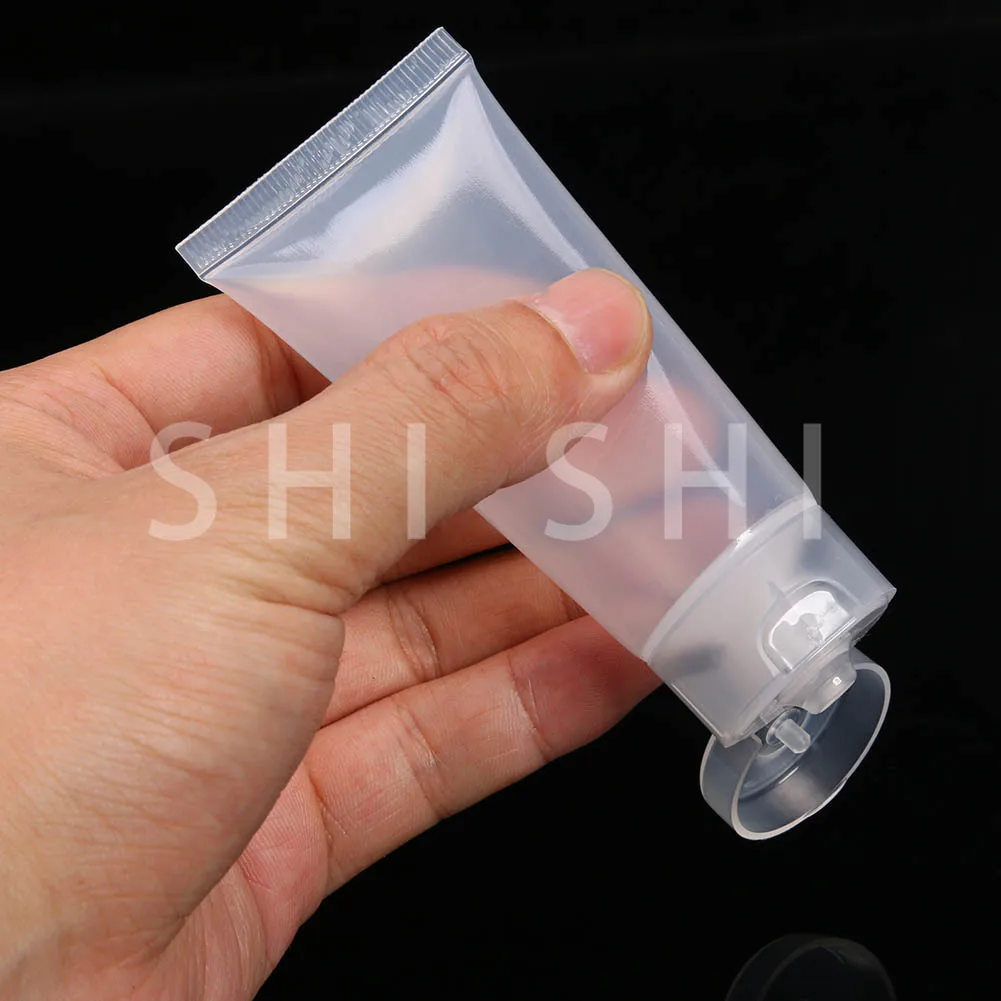 빈 플라스틱 스퀴즈 튜브, 반투명 화장품 용기, 리필 플라스틱 여행 병, 15ml, 20ml, 30ml, 50ml, 100ml, 10 개