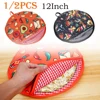 1/2Pcs 12inch Burrito Warmer Bag Circular Cloth Bag with Handle Insulated Microwave-Safe Fabric Holder for Pizza Bread Flour 1