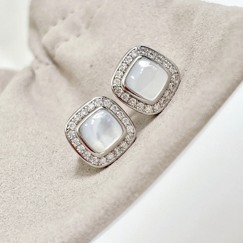 HSC DY Cable Classics Earrings in Sterling Silver with Amethyst and Pave Diamonds at Ahee Jewelers