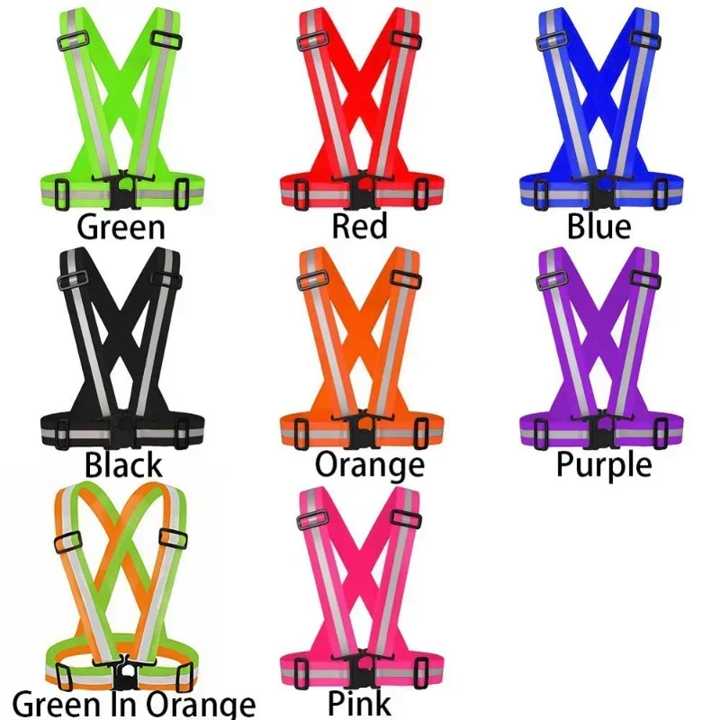 Highlight Reflective Straps Night Work Security Running Cycling Safety Reflective Vest High Visibility Safety Jacket