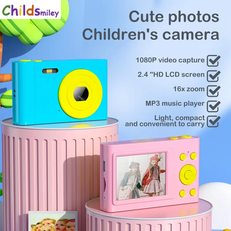 

Children Camera Toy 2.4 Inch HD Screen Photography 32GB USB Charging Cartoon Cam for Kids Digital Camera With 16X Girl Gift