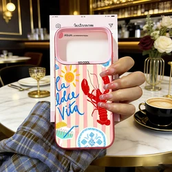 Striped Summer Ocean Seaside Scenery Phone Case with Cat Design - iPhone 12 Mini (Style 1)