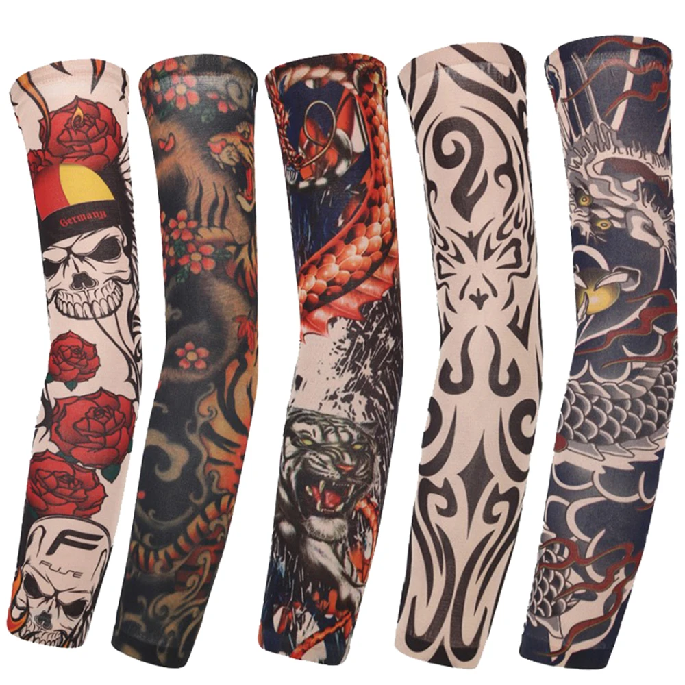 Qpout 15 Maniche Tatuaggi Temporanei Unisex - Design Tribale, Protezione Solare, Nylon Elasticizzato - Foto 8