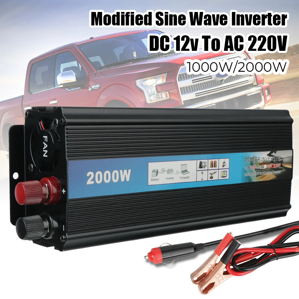 

Modified sine wave inverter Power Inverter Univesal with USB Charger DC 12v To AC 220V Car Voltage Converter 1000W 2000W