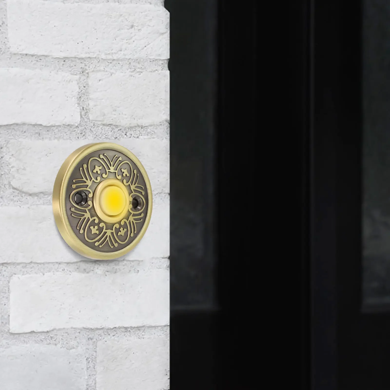 1pc 2.2 Inch Metal Doorbell Push Button Wired LED Light Door Bell Buttons With Screws Weatherproof For Home Front Doors