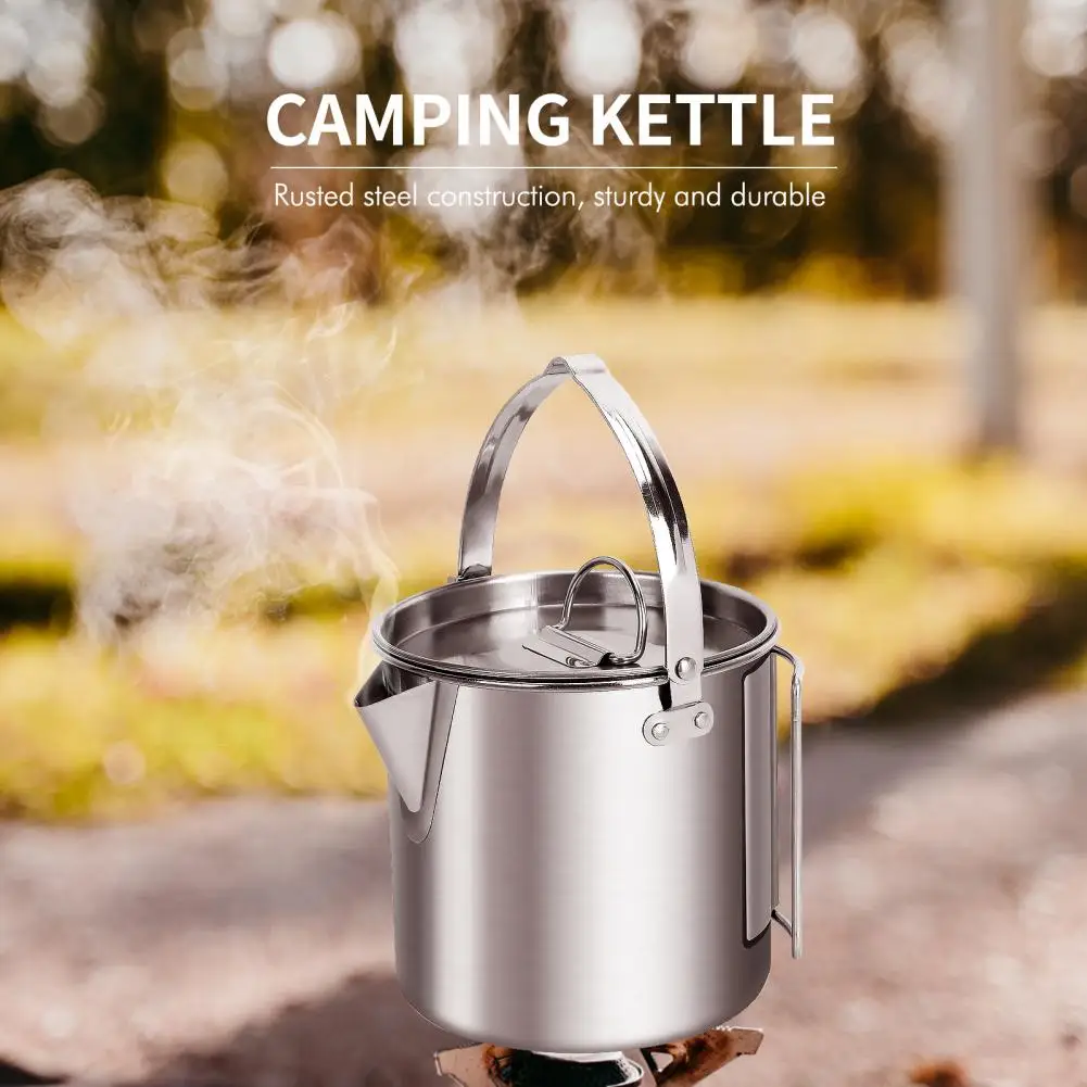 Durable Camp Cooking Kettle Foldable Handle Portable Camp Water Kettle Good Toughness Water