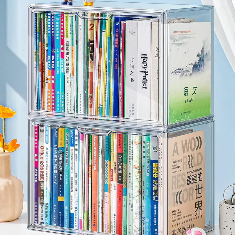 Contenitore Trasparente Per Libri E Oggetti - Scatola Organizzatrice 36x27x27 Cm Per Casa E Ufficio