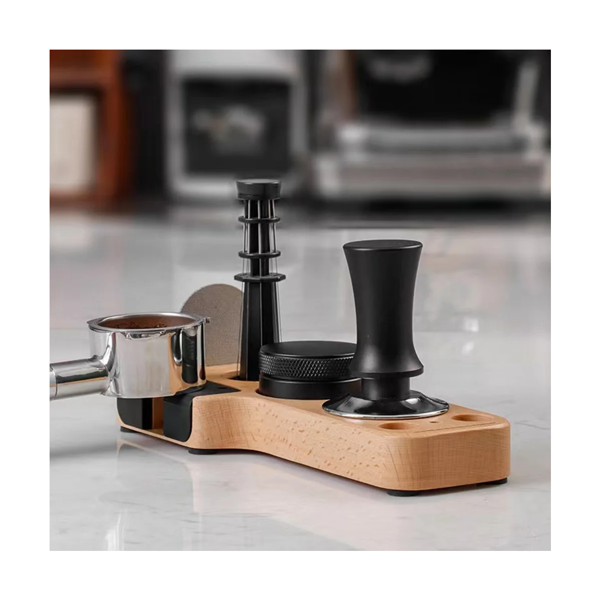 

Universal Coffee Tamper Presser Holder for Espresso Distributor Tamping Station Distribution Lever Tool Tamper Mat-B