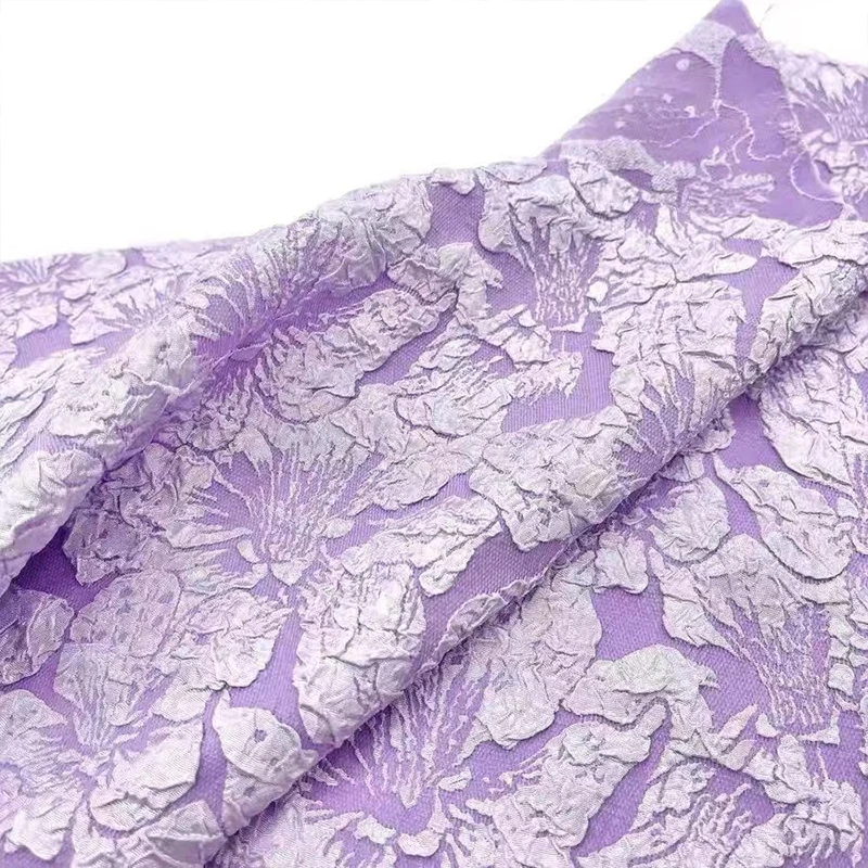 1x1,5 m Blase Damast Jacquard Falten Stoff Lilie Blume Relief Jacquard Brokat DIY Kleid Cheong sam Vintage Designer Stoff – Detail 2