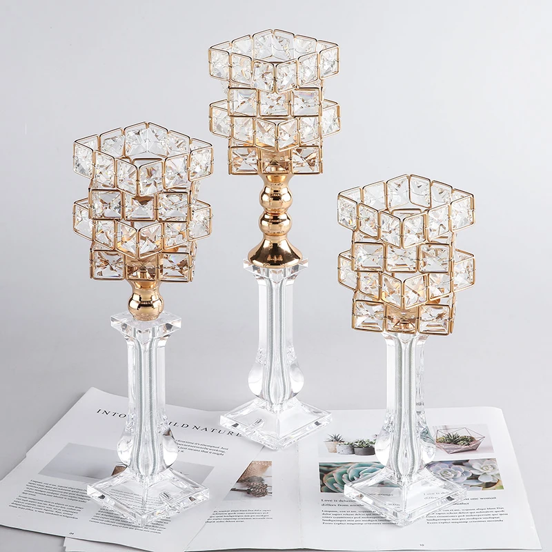 

Aesthetic Stacked Cuboids Candle Holder Home Decor Luxury Desk Ornament European Style Bedroom Accessories Candlestick Crafts