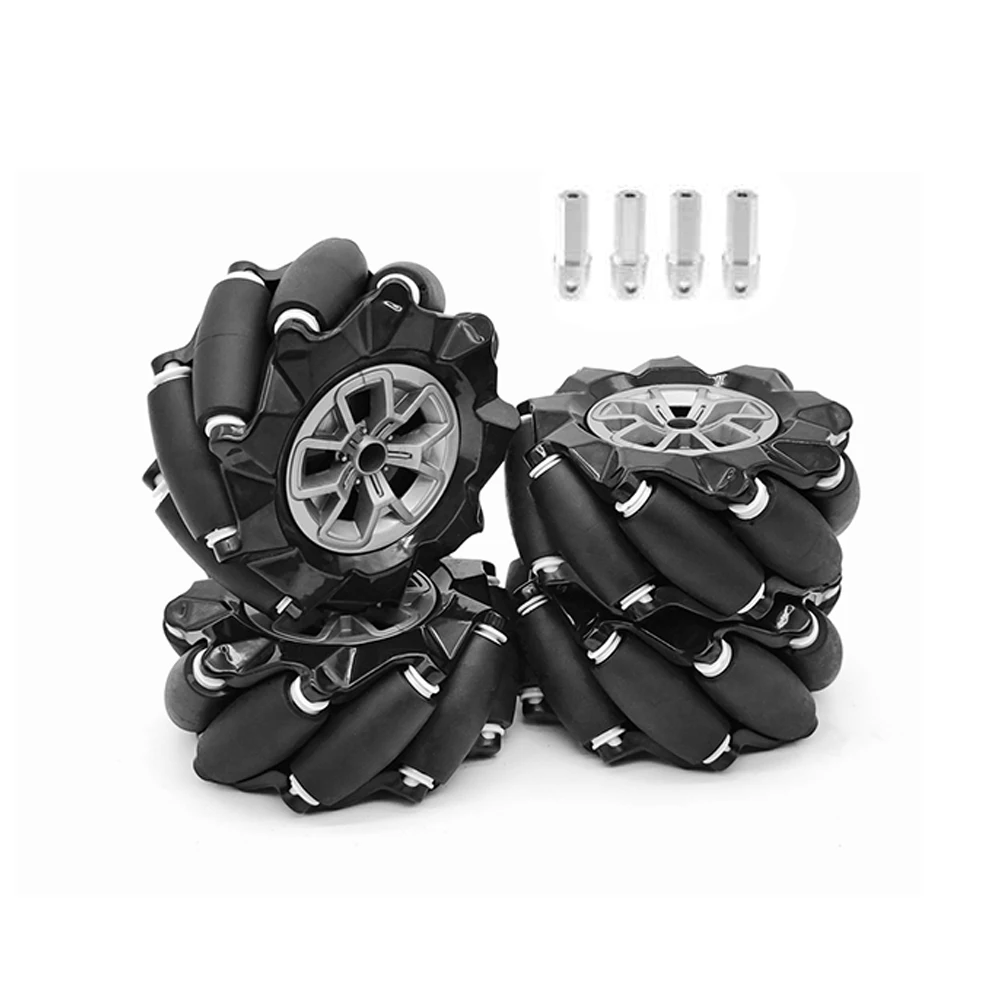 고품질 20KG 4WD 97MM 메카넘 휠 옴니 타이어 4/6mm 커플링 포함 ROS 로봇 카 섀시 DIY 장난감 부품