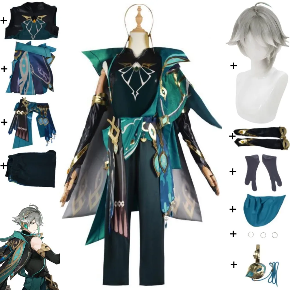 

Anime Game Genshin Impact Alhaitham Al Haitham Cosplay Costume Wig Sumeru Akademiya Top Pants Adult Outfit Hallowen Uniform Suit