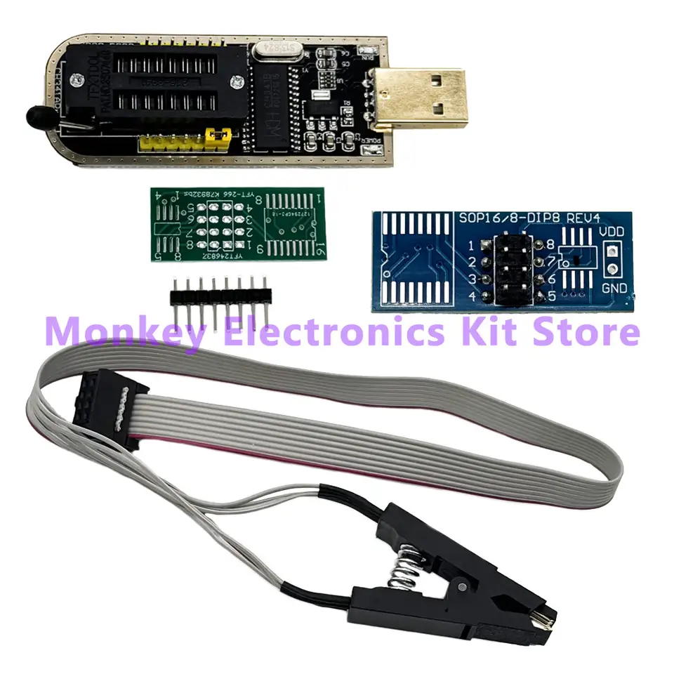 CH341A/B Programmer adapter+SOP8 clip+SOIC8 adapter with cable+1.8V adapter CH341A EEPROM Flash BIOS USB programmer ZIF adapter image 3