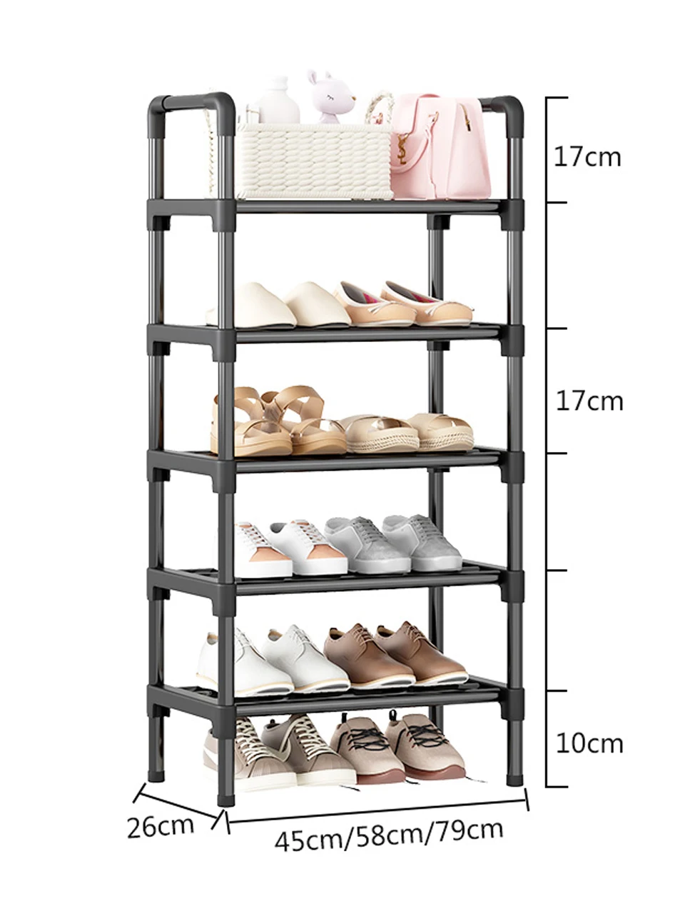 Black Elevated Shoe Rack Small  Simple Multi-layer Shoe Cabinet Home Entrance Rental Housing Dormitory Storage Rack New 2023 images - 6