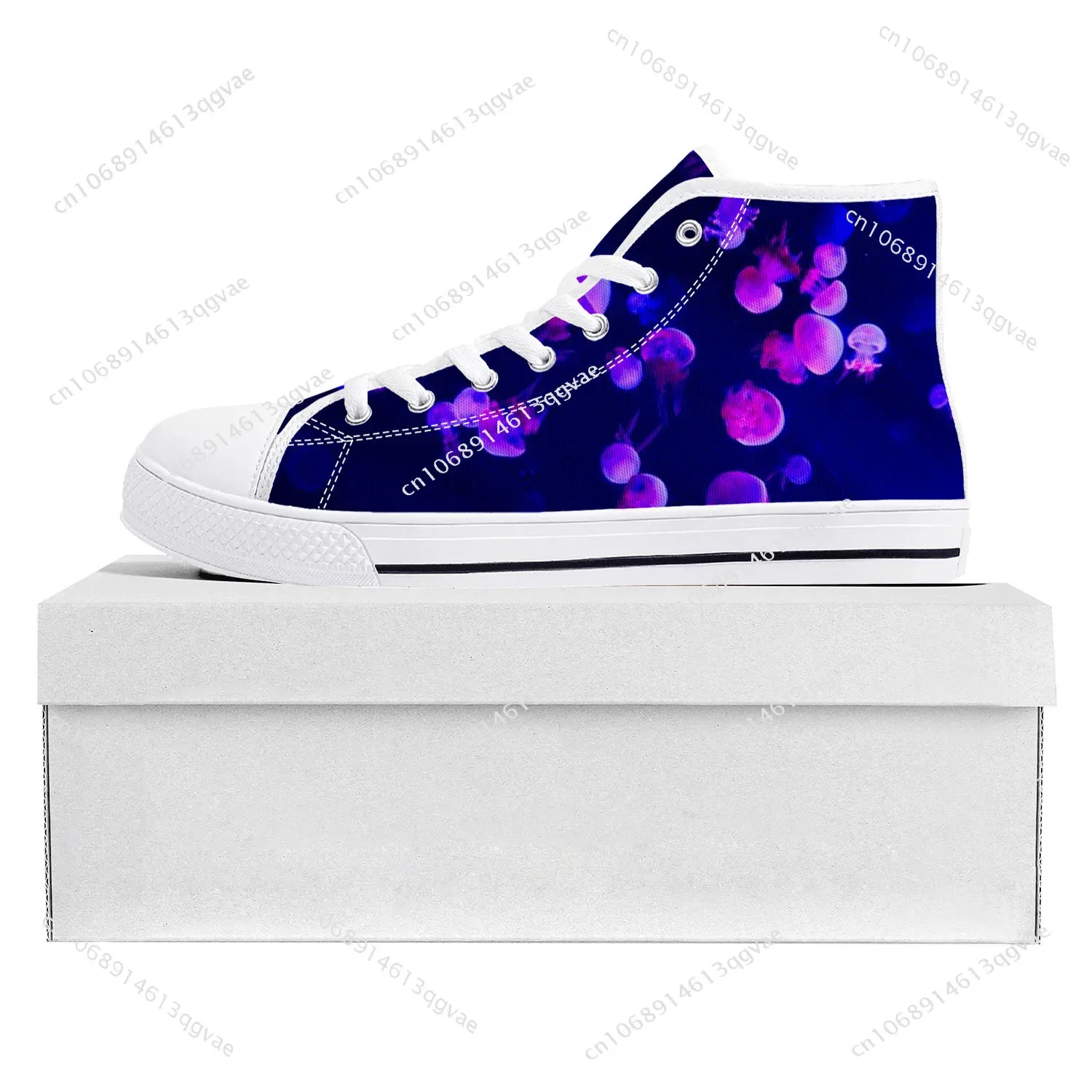 Jellyfish Pattern High Top High Quality Sneakers Mens Womens Teenager Canvas Sneaker Casual Couple Shoes Custom Made Shoe