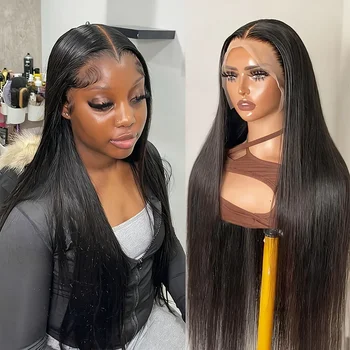 Parrucca in Capelli Umani con Frontale in Pizzo, Liscia, Stile Brasiliano, Senza Colla, in Offerta
