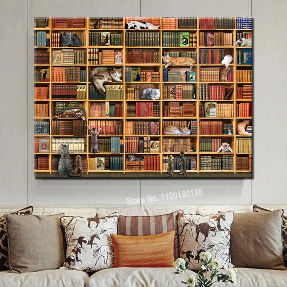 DIY Diamond Painting For Childrens Cat Library Cross Stitch Kit Mosaic Full Diamond Embroidery Home Craft Art Decor s