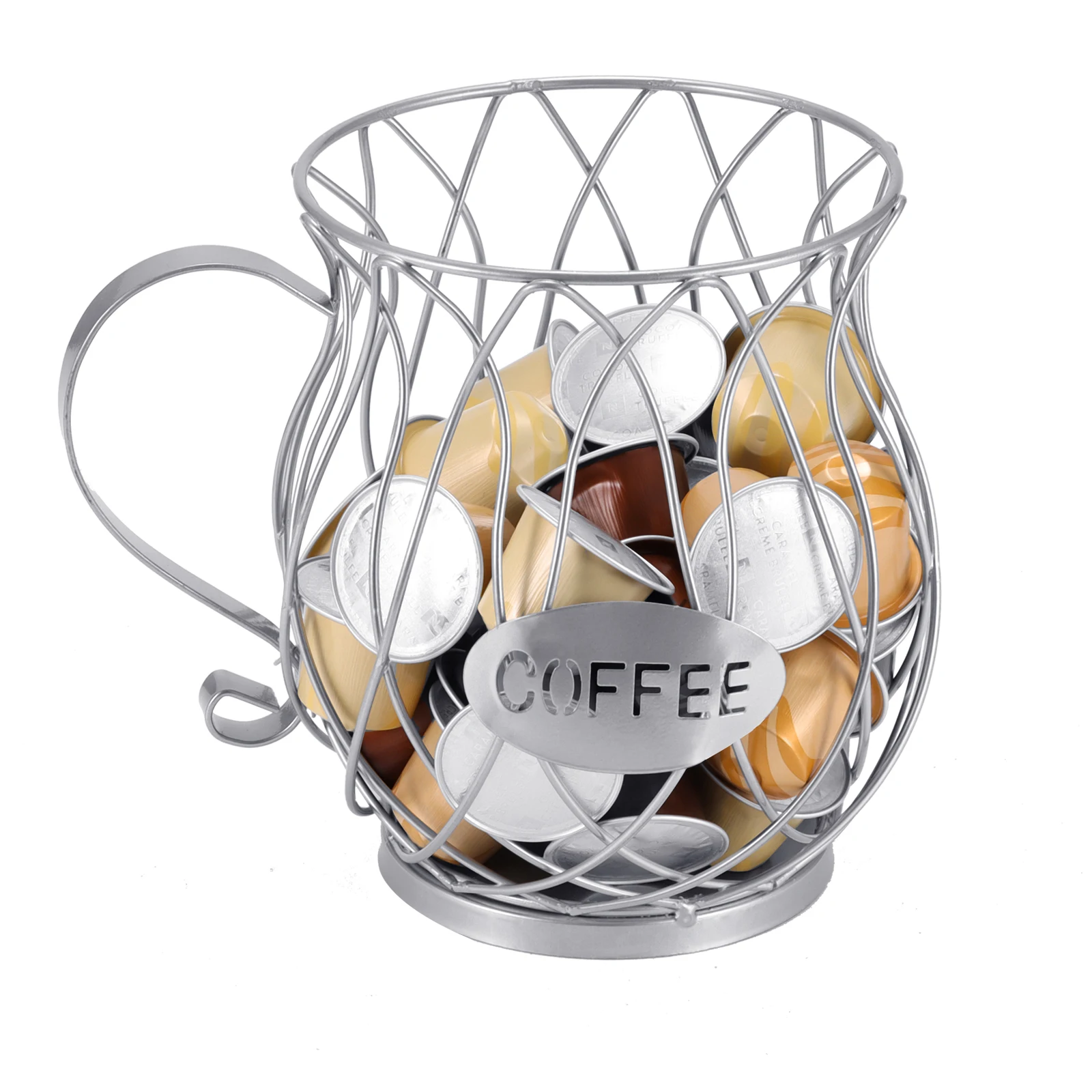 

Novel Universal Coffee Capsule Storage Basket Coffee Cup Basket Vintage Coffee Pod Organizer Holder Black For Home Cafe Hotel