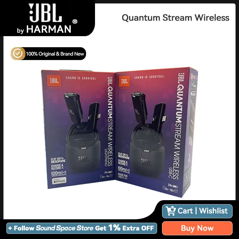 JBL Quantum Stream Wireless Wearable Streaming Microphone Crystal