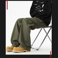 100％ Cotton Men's Baggy Straight Jeans Comfortable Soft Casual Pants Fashion Korean White Brown Denim Trousers Male Clothing