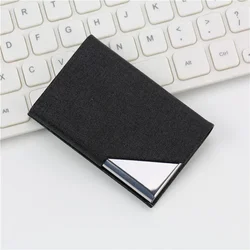 Elegant Magnetic PU Leather Business Card Holder - Sleek Stainless Steel Design (Black)