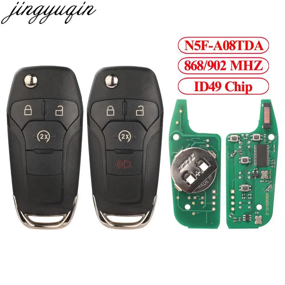 Jingyuqin 5 шт. брелок для автомобильного ключа с дистанционным управлением, ФСК 868/902 МГц, чип PCF7945P HITAGPRO ID49 для Ford F150 250 2015-2020