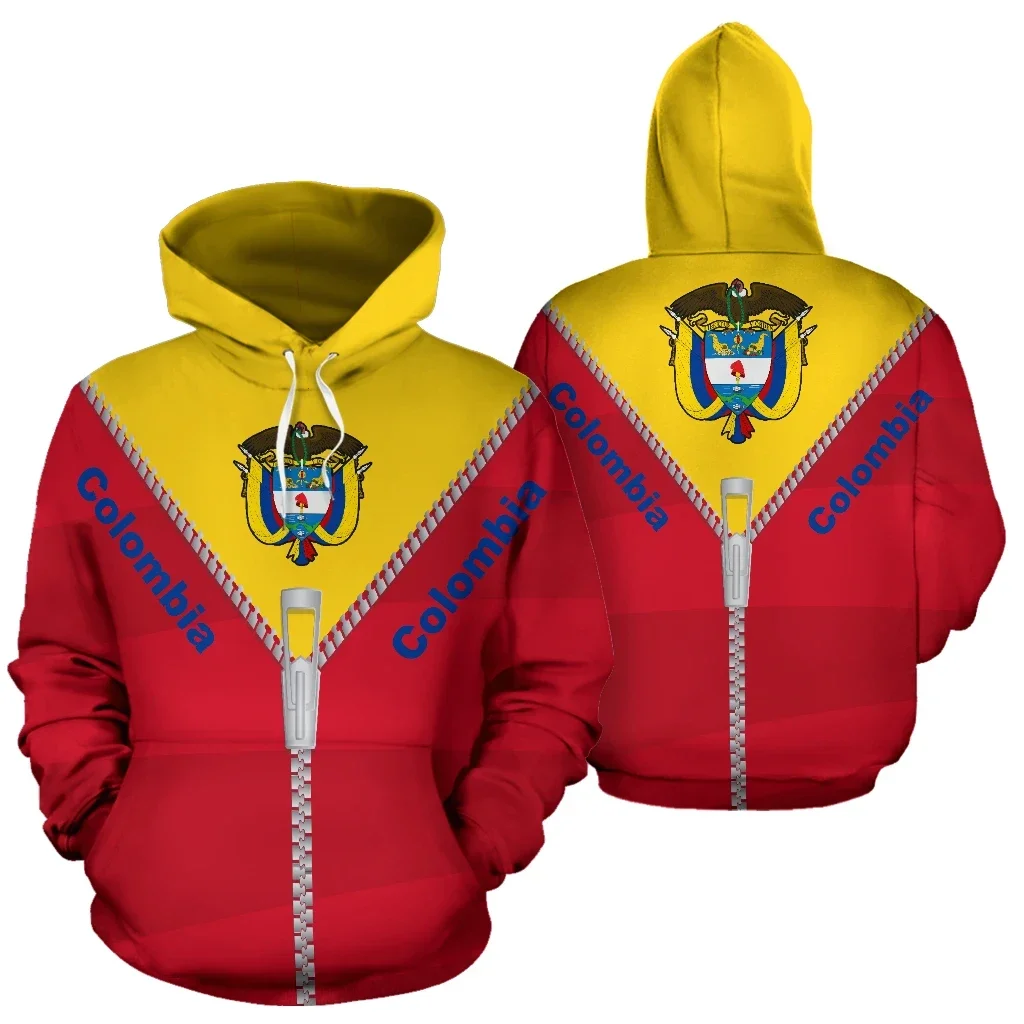 thumbnail image 1 of Sudadera con capucha con estampado de mapa y emblema nacional de Colombia, sudadera con capucha con bandera y flor de hibisco para hombres, ropa deportiva para caballeros, sudaderas con capucha para m, 1 of 5