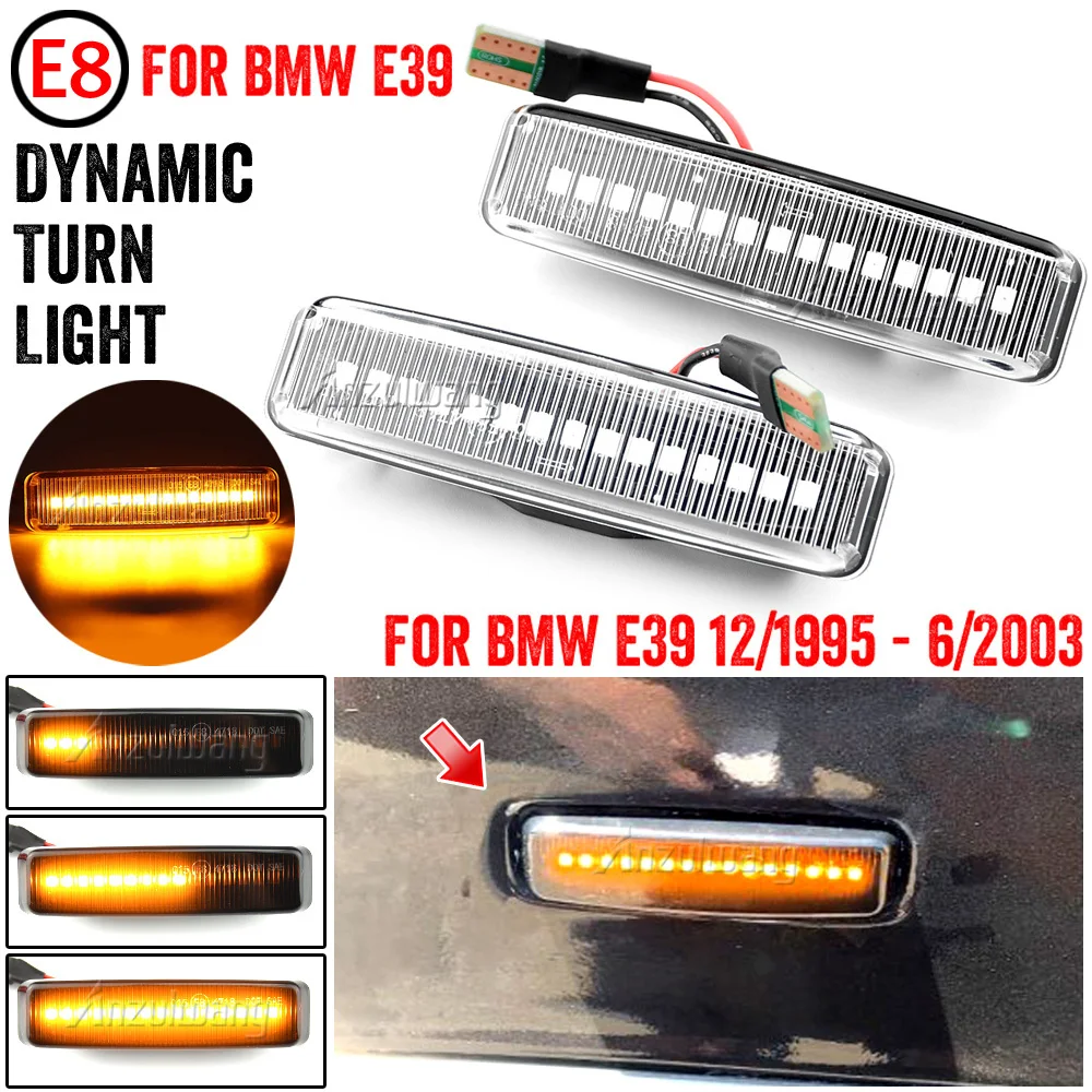 

For BMW 5 Series E39 1995-2003 M5 Led Dynamic Turn Signal Light Side Marker Fender Sequential Lamp Blinker Indicator Trim Cover