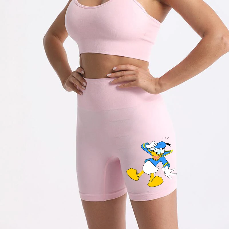

Mickey Mouse Disney Women Mid Waist Sport Shorts Slim Fit High Stretchy Short Trousers For Summer Female Party Ladies Exercise