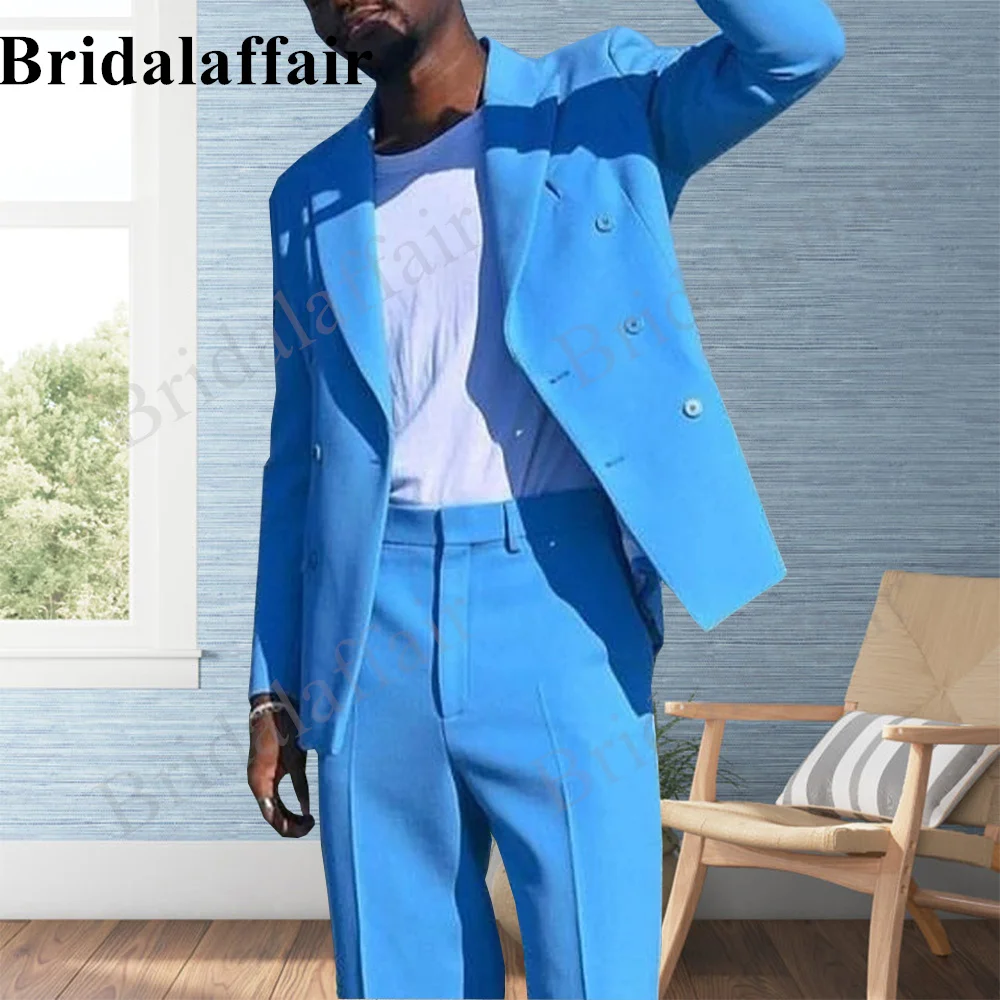 

Bridalaffair мужские костюмы 2 шт. комплект из синего блейзера и брюк приталенный силуэт для мужчин элегантный свадебный смокинг костюм повседневный костюм
