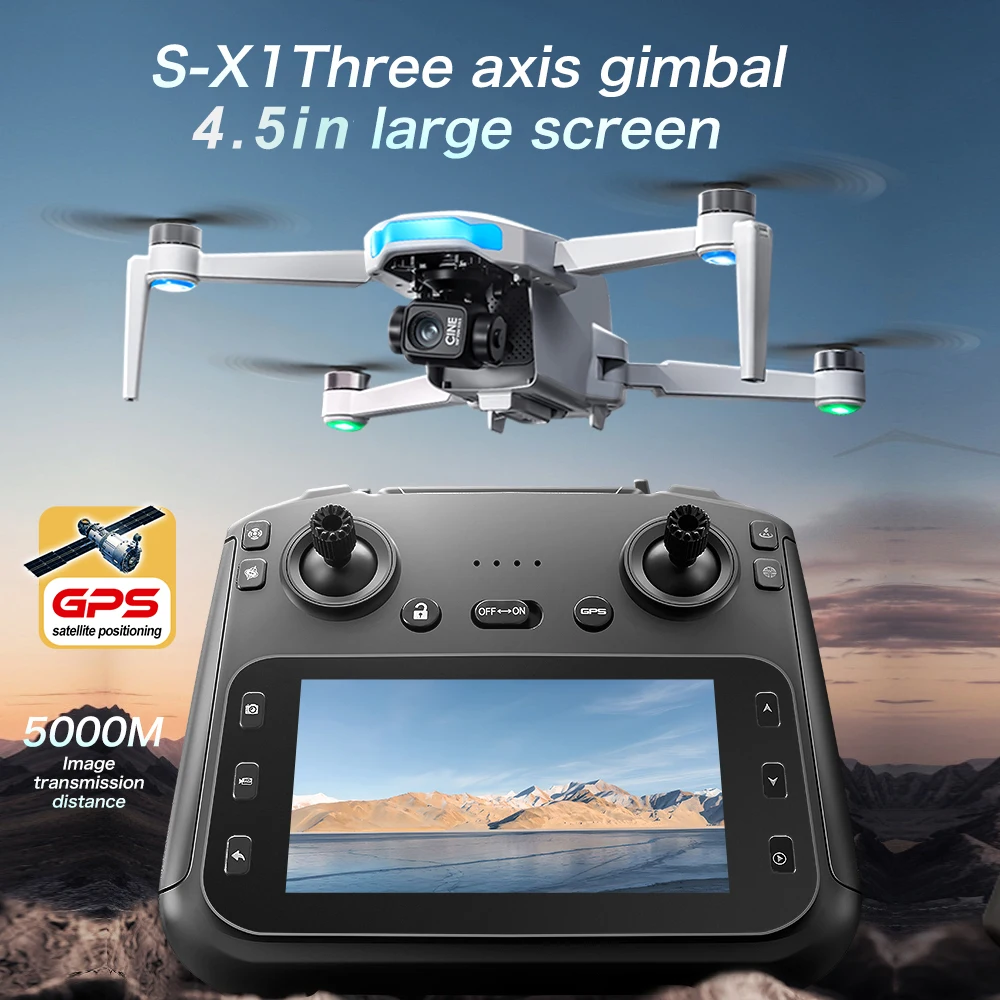 Drone Selfie Tascabile X-S1 MAX GPS 4K HD Pieghevole con Telecomando
