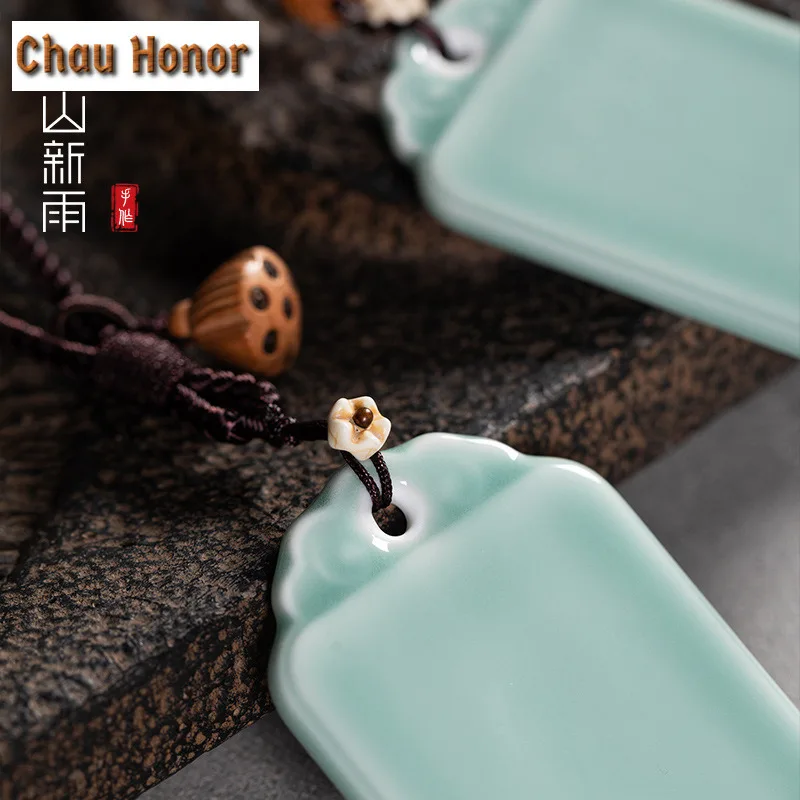 Handmade Celadon Safeness Lucky Pendant Ceramic Jewelry Wordless Brand Pendant Retro =Decoration Accessories Workmanship Gifts