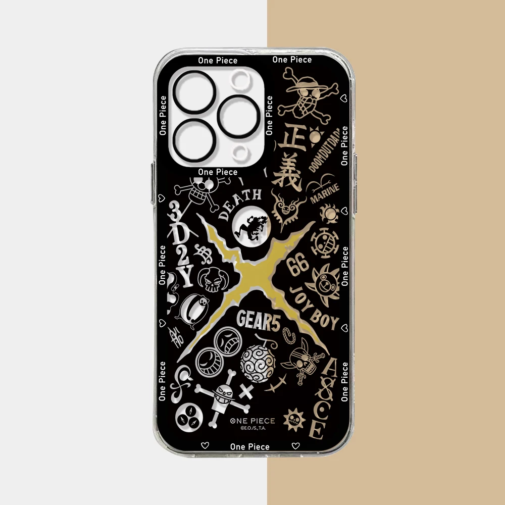thumbnail image 1 of Funda de teléfono de Anime japonés Luffys Gear 5 para iPhone 16 15 14 13 12 11 Mini Pro Max X XR 7 8 Plus SE20 piezas una cubierta transparente, 1 of 4