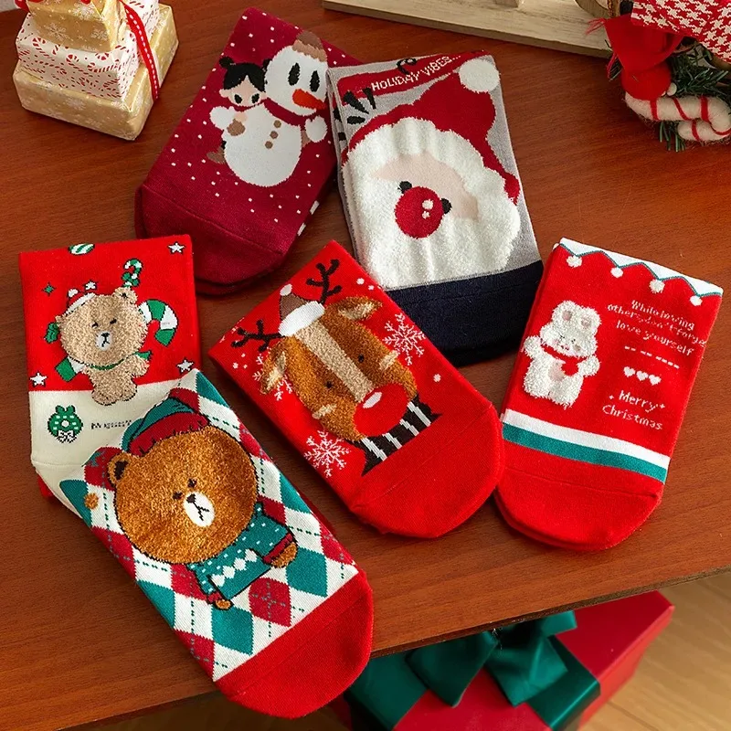 Christmas Gift Cute Autumn Winter Cartoon Snowflake Santa Claus Christmas Tree Gingerbread Reindeer Warm Socks