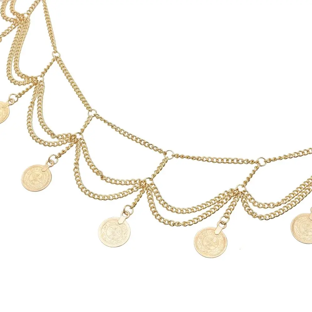 Vintage Münze Anhänger Metall Körper Kette Schmuck Böhmischen Stil Quaste Taille Kette Ethnischen Stil Gürtel Bauchtanz Körper Kette Party – Detail 3
