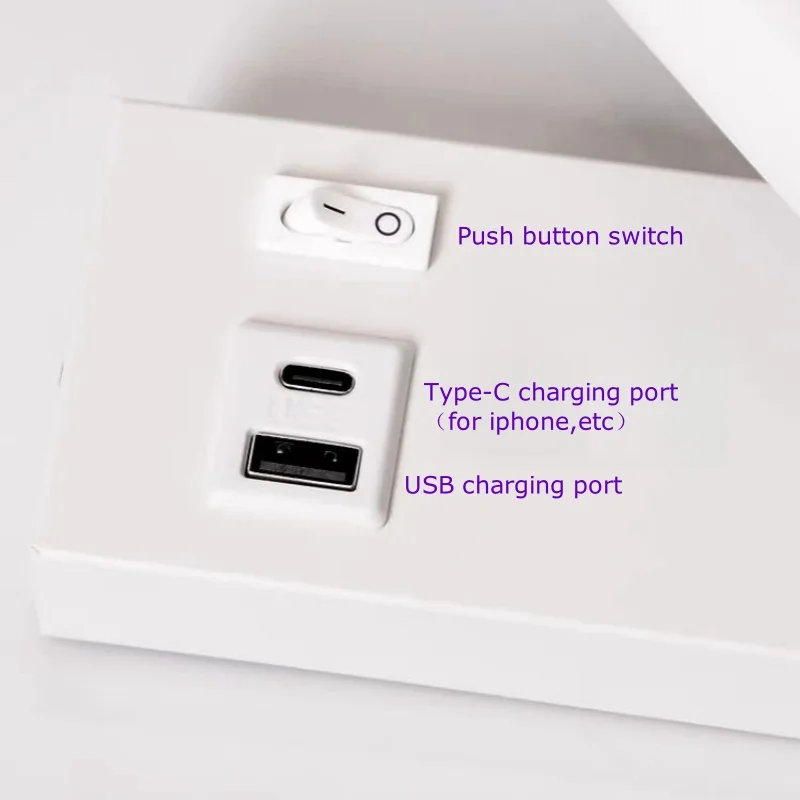 LED Wall Lamp USB Charging Type-C Rotating Surface Mounted Reading Wall Light 5W Spot Downlight for Bedroom Hotel Study
