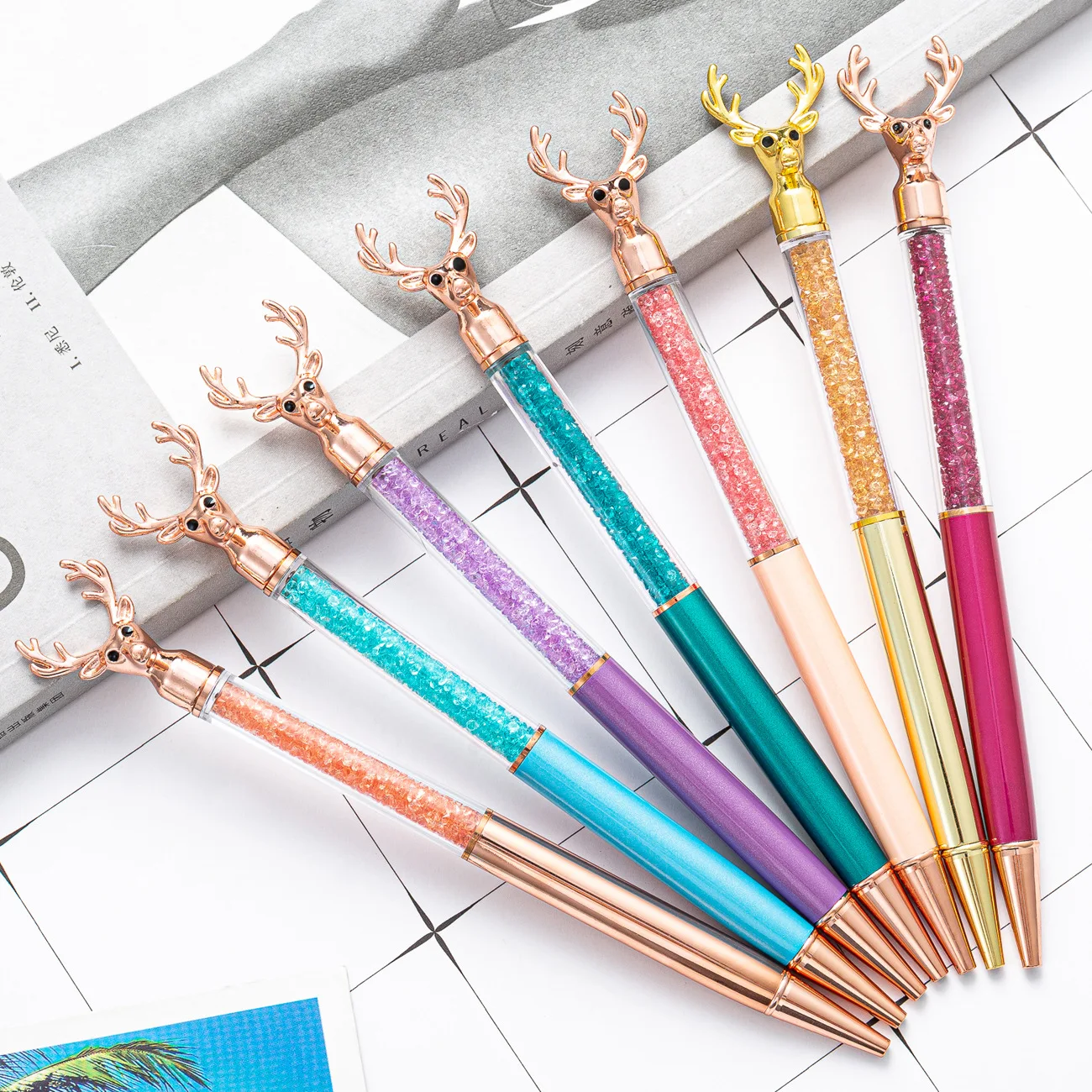 

Шариковая ручка с кристаллом в виде головы оленя, 50 шт.