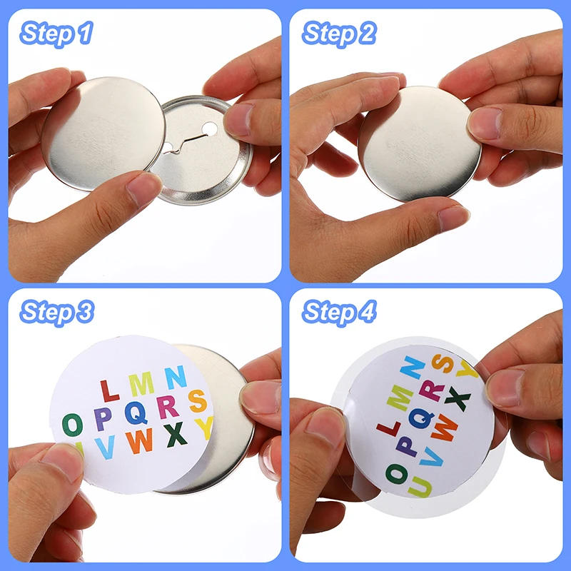 badge parts badge pin button making supplies 100/200pcs Blank Badge Pin Button Maker Parts Metal DIY Button Material Supplies Reflective Back for Maker Machine Round