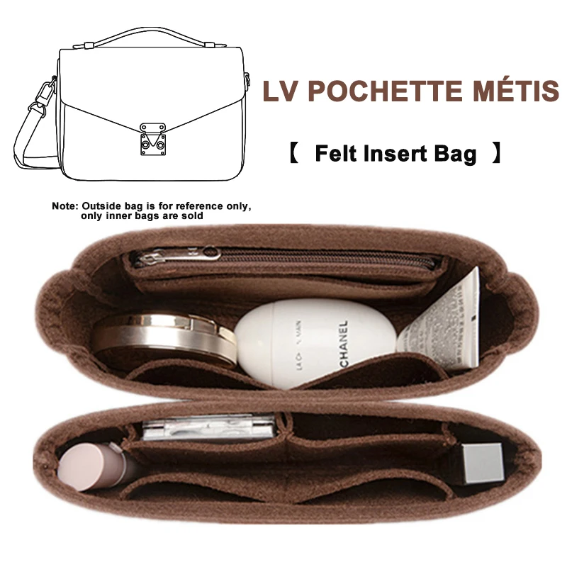 EverToner Felt Insert Bag Fits For POCHETTE MÉTIS Bag Storage Cosmetic Portable Travel Insert Organizer Felt Make Up Bag