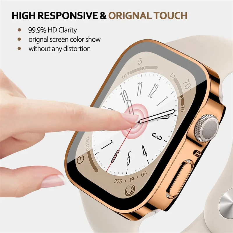 Tempered Glass + Case for Apple Watch band ultra2 44 mm 40mm PC Edge Screen Protector cover iWatch series 9 8 7 6 5 4 se 41mm 45mm apple watch screen protector case apple watch screen protector watch screen protector case watch cover watch protective case watch case watch protective cover apple watch case watch screen protector