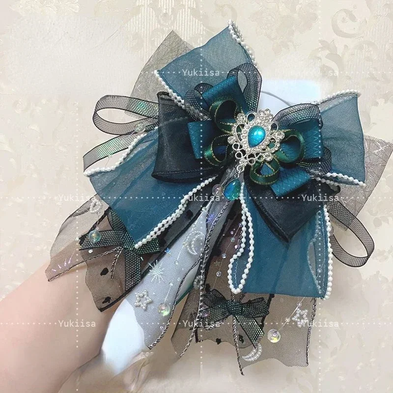 Women's Rhinestone Bow Tie Cosplay Shirt Collar Flowers Brooch Clip Headpiece Fashion Lolita Accessories Gifts for Women bow tie