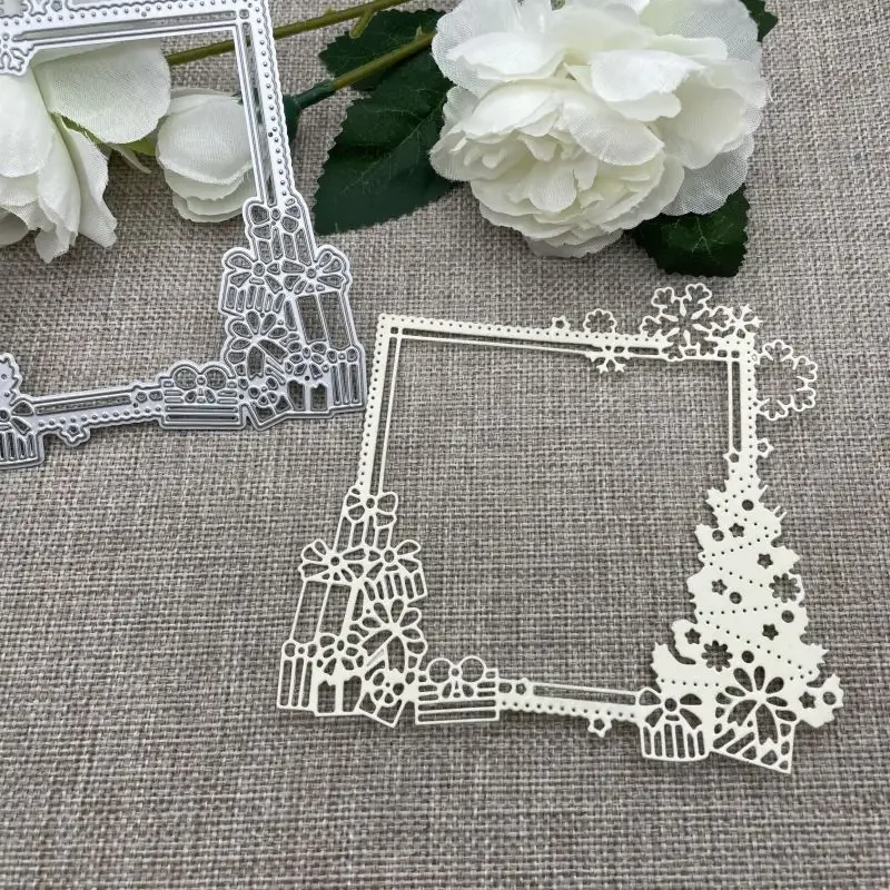 Weihnachtsrahmen Metall-Stanzformen Schablonen für DIY Scrapbooking Dekorative Prägung Handarbeit Stanzform Vorlage