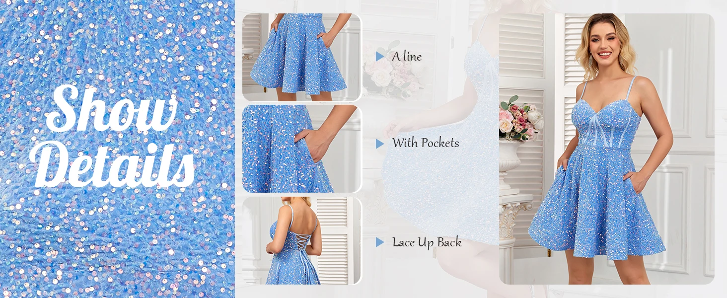 Spaghettiträger Homecoming Kleider,Pailletten Homecoming Kleider,Kurze Homecoming Kleider