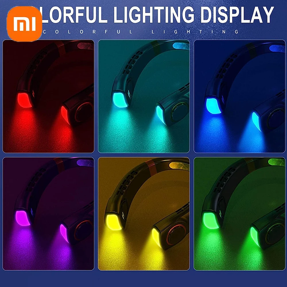 Ventilatore Da Collo Ricaricabile - 8000 MAh, Senza Lama, 5 Velocità, Display Digitale, Luci LED - Foto 4