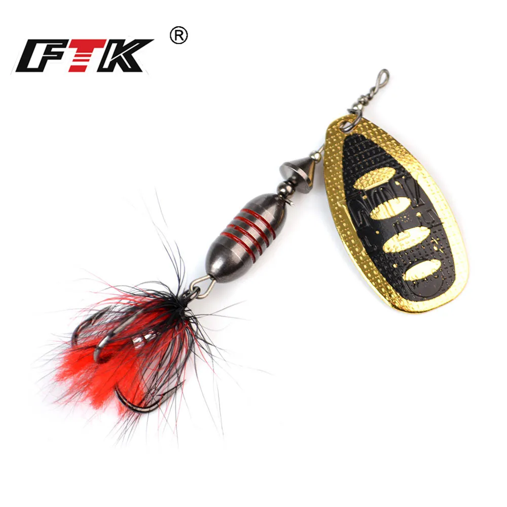 

FTK 1pc Metal Fishing Lures 17.5g Spinner Bait With Feather Treble Hook Spoon Lure Wobblers Arttificial Hard Bait Pike Tackle