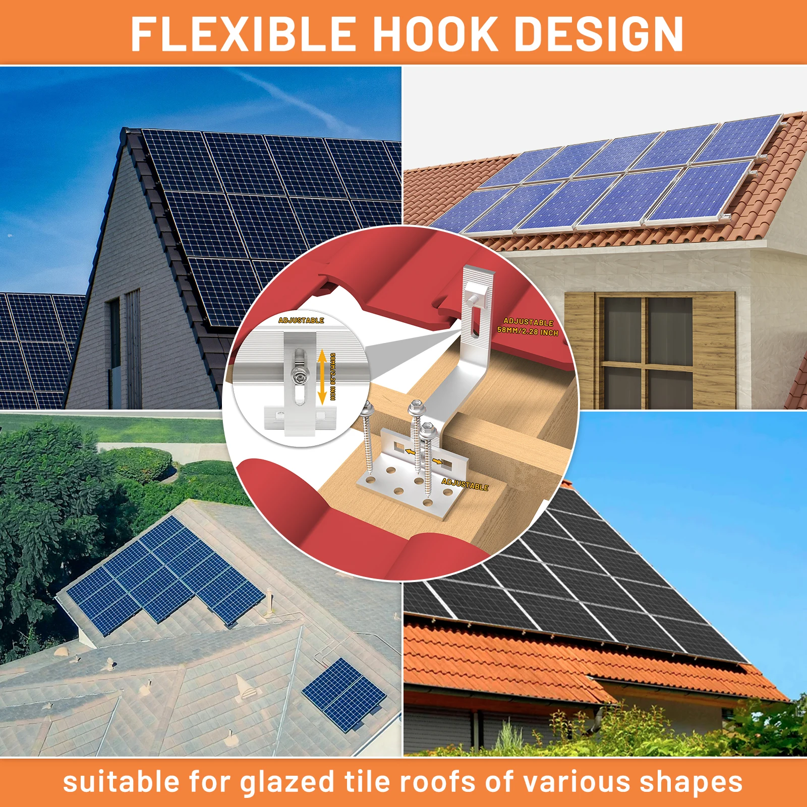 Solar Panel Mounting Set CP-SETUNO Photovoltaic Mounting Rail 1/2/4 Solar Panel 300 mm Aluminum Rail 30/35 m
