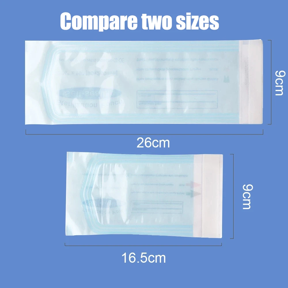 Self-Sealing Sterilization Pouches Bags 7 Size Disposable Nail Art Disinfection Bag Tattoo Nail Dental Tool Storage Bag 100PCS